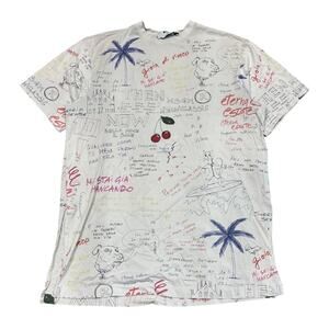 MSGM Doodle Print Oversized Short Sleeve T Shirt Dress Women's Medium